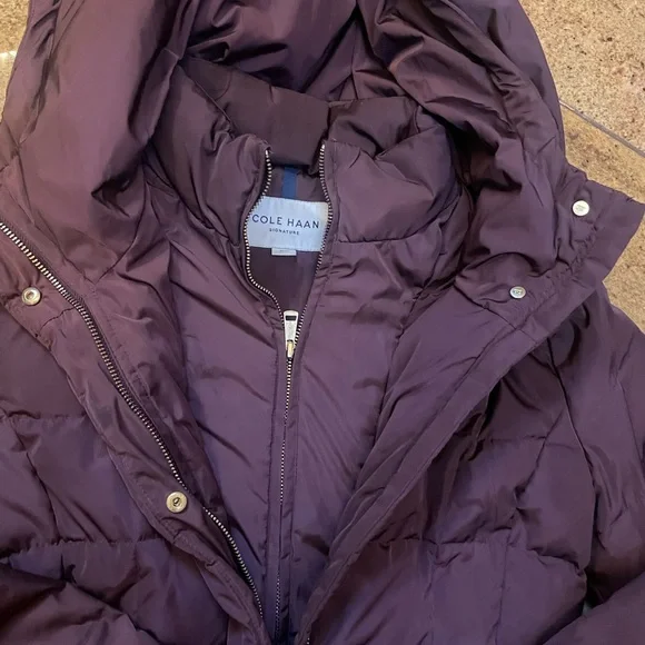 Cole Haan Signature Women's M eggplant purple Down Feather Quilted Coat - Picture 5 of 11